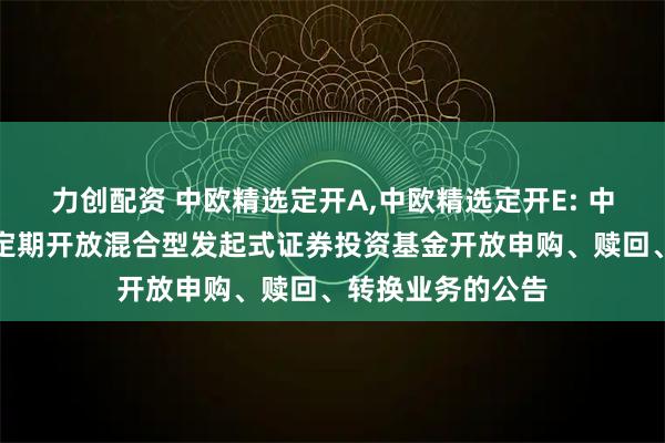 力创配资 中欧精选定开A,中欧精选定开E: 中欧精选灵活配置定期开放混合型发起式证券投资基金开放申购、赎回、转换业务的公告
