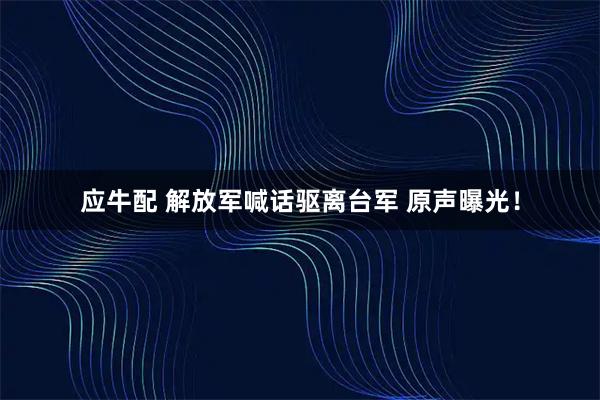 应牛配 解放军喊话驱离台军 原声曝光！