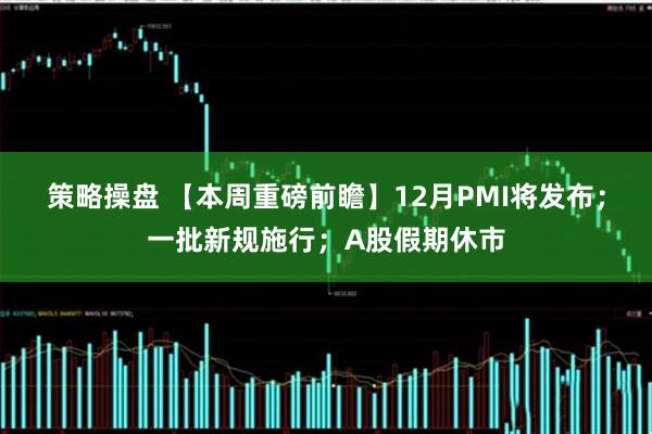 策略操盘 【本周重磅前瞻】12月PMI将发布；一批新规施行；A股假期休市